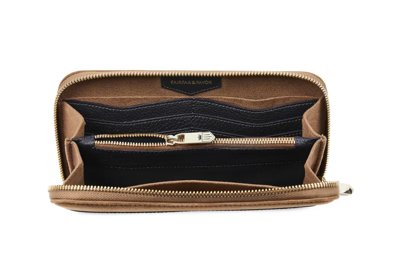 Fairfax and Favor Salisbury Purse Tan/Navy-2
